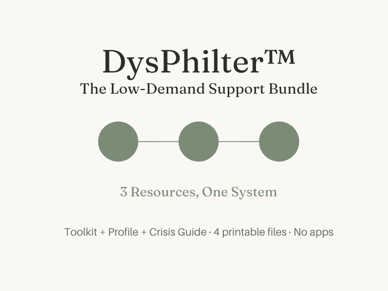 DysPhilter™ The Low-Demand Support Bundle (3 Resources)