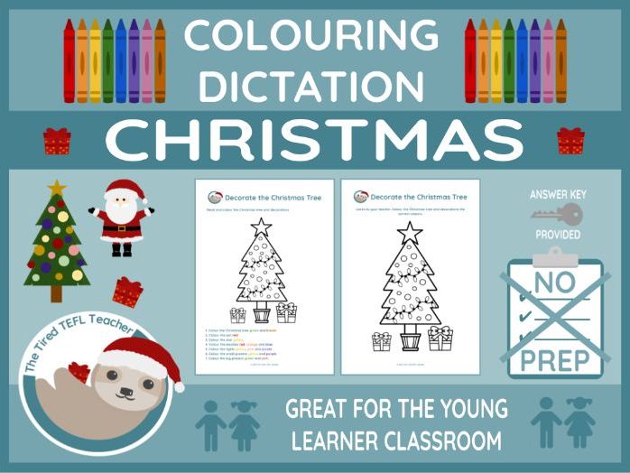 ESL Christmas Tree Colouring Dictation