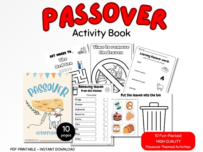 Passover Activity Book for Kids Remove The Leaven Check list Pesach Activities Children Feast Day