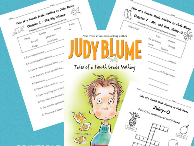 Tales Of A Fourth Grade Nothing By Judy Blume Printable Worksheets For 