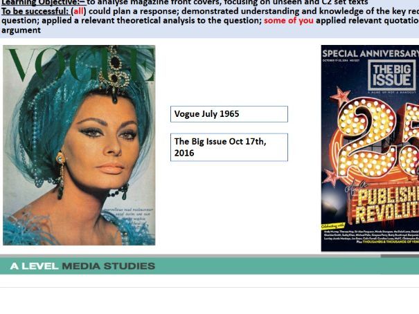 155 slides ALL lessons Vogue & The Big Issue Eduqas A level media studies