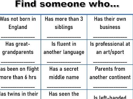 "Find Someone Who..." Game