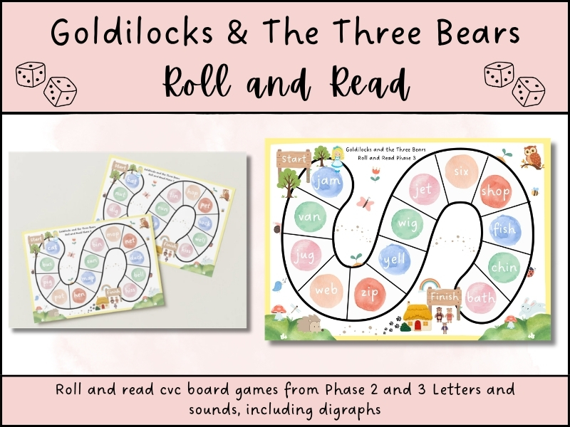 Goldilocks Roll & Read CVC Phonics Game