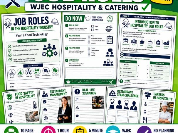 Hospitality Job Roles WJEC Cover Lesson