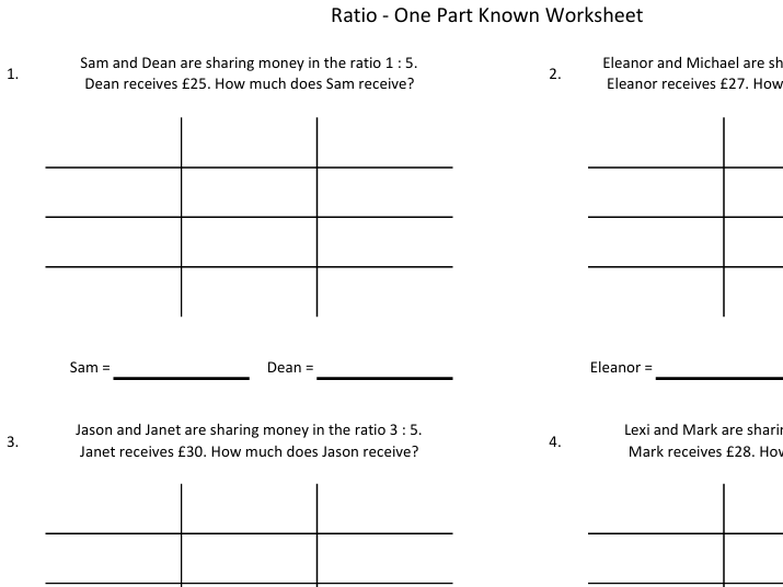 Ratio - One Part Known (with Context)