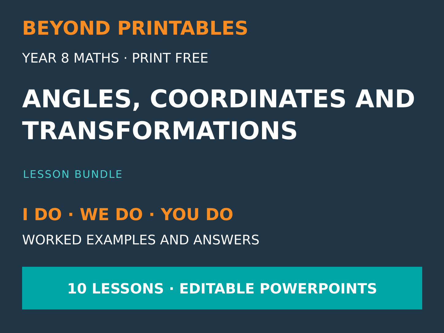 Angles, Coordinates and Transformations Bundle | I Do, We Do, You Do | Year 8 Maths | Print Free