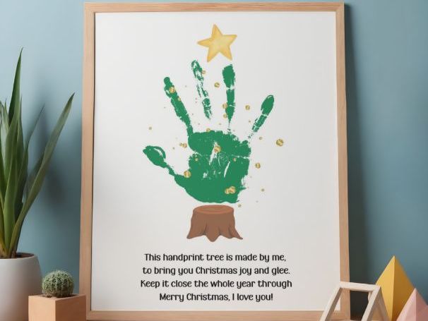 Christmas Tree Handprint Art | Printable Template (Color & Black-and-White)