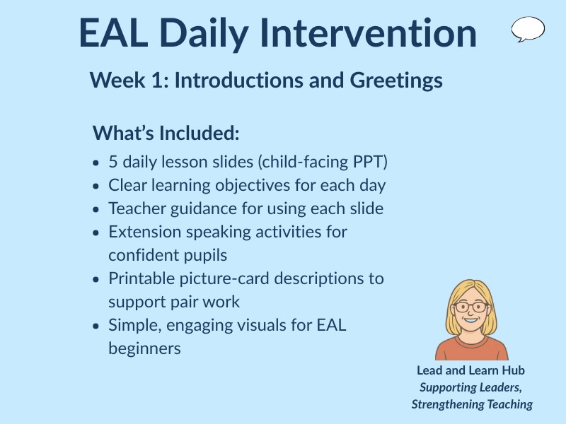 EAL Daily Intervention – Week 1: Introductions & emotions  (Beginner English)