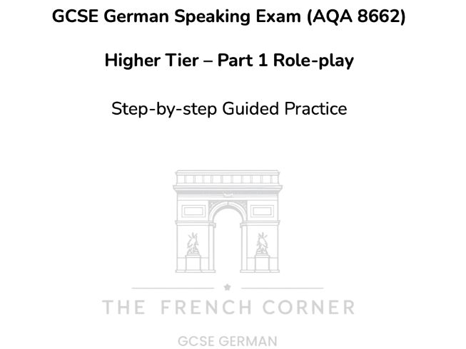 GCSE German Speaking Exam (AQA 8662) Higher Tier – Part 1 Role-play task