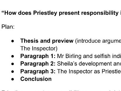 Grade 9 - An Inspector Calls RESPONSIBILITY.