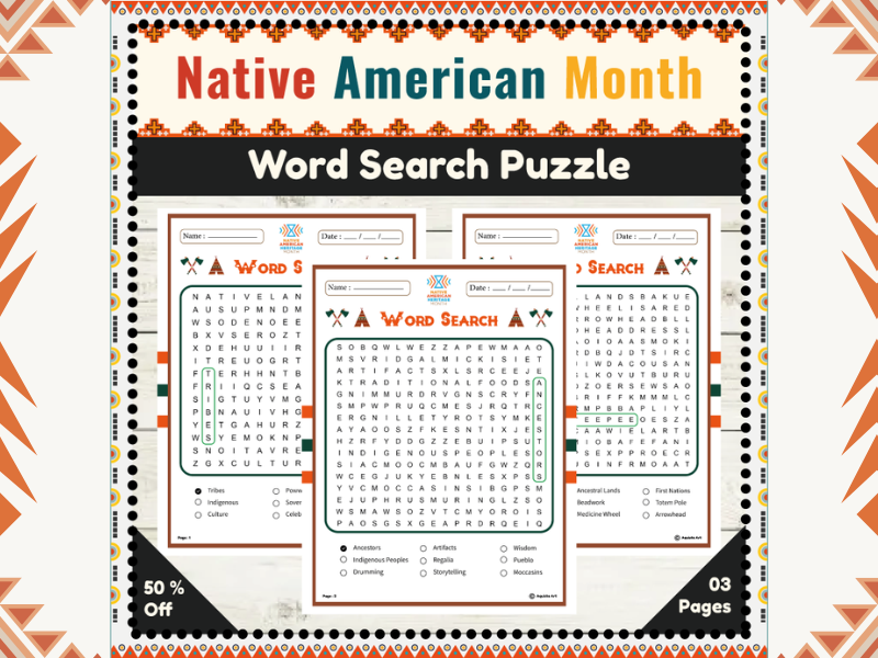 Native American Heritage Month Word Search : Educational & Engaging Worksheets