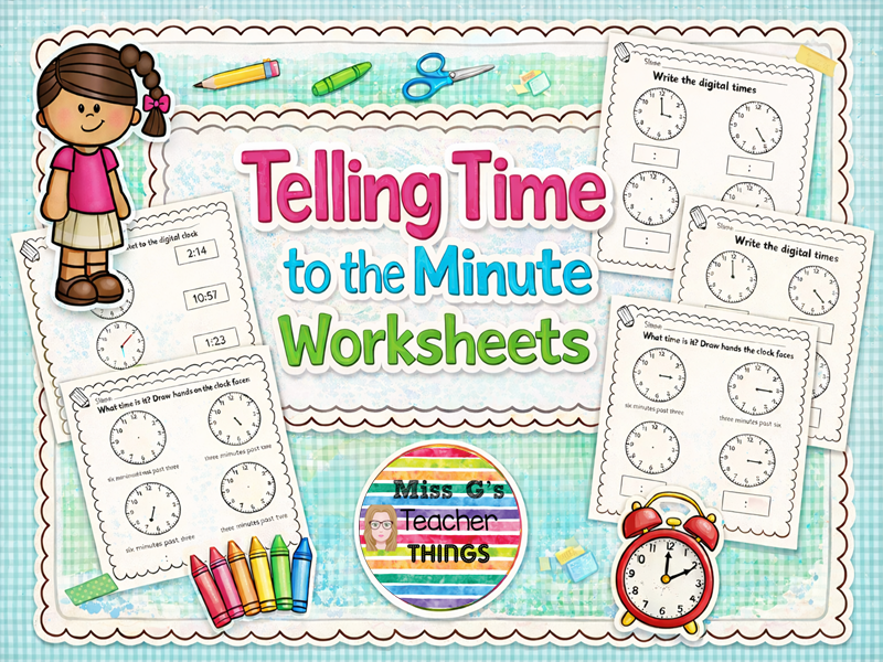 LKS2 maths  Year 3 Year 4 Telling the time worksheets - to the exact minute
