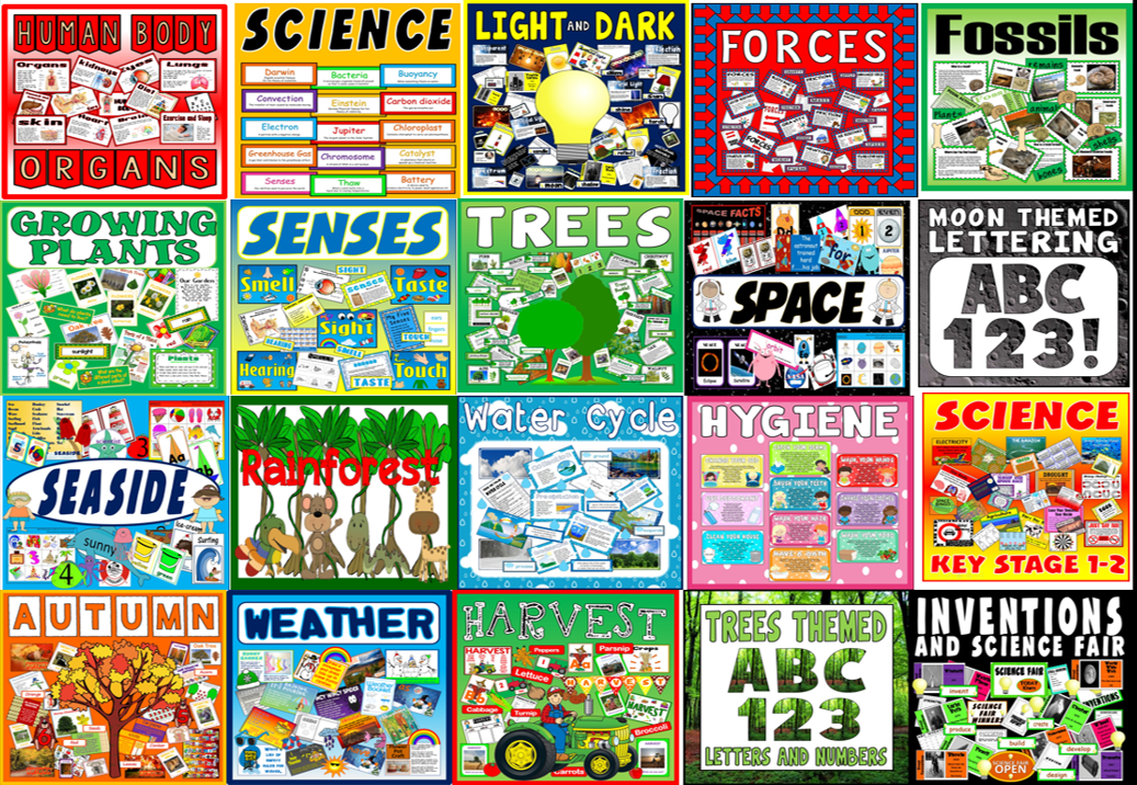 *BUNDLE*  SCIENCE RESOURCES X 20 - BODY BIOLOGY , PLANTS, FOSSILS, FORCES, WEATHER ETC