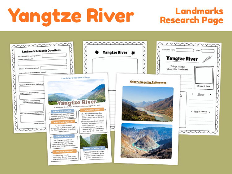 Yangtze River Research Project | China Geography & Landmark Worksheets