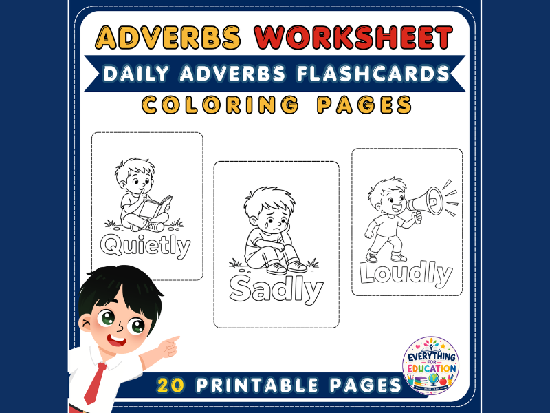 Daily Adverbs Coloring Pages ESL Vocabulary Practice
