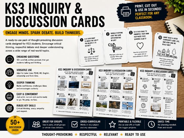 KS3 Inquiry & Discussion Cards – Printable Debate & Critical Thinking Pack