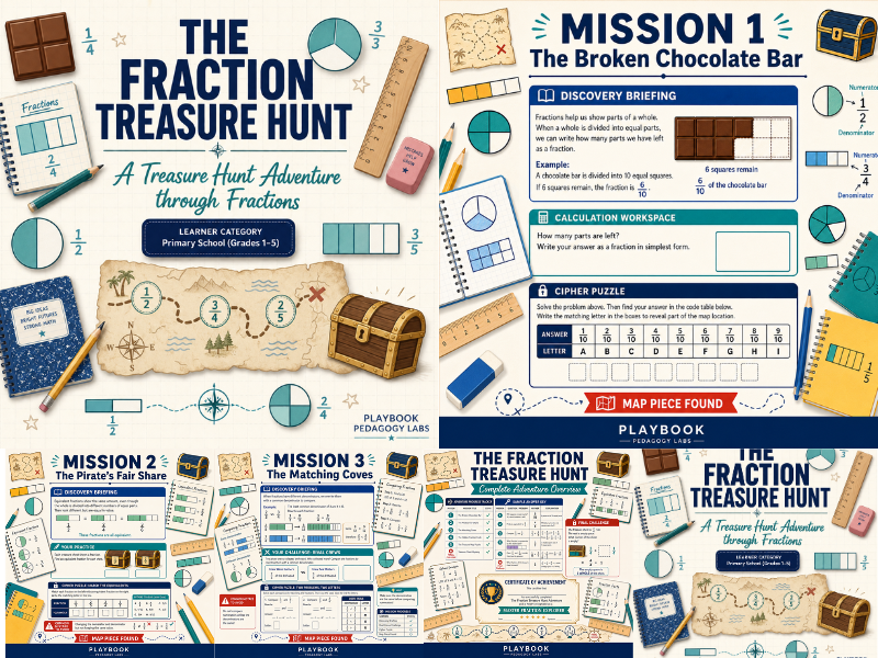 The Fraction Treasure Hunt: A Treasure Hunt Adventure through Fractions | Math Game | Activities