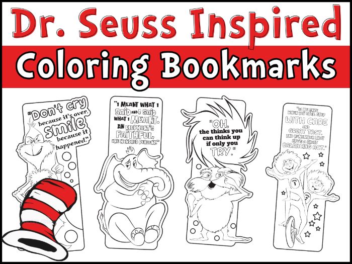 Dr. Seuss Coloring Bookmarks | 4 Designs
