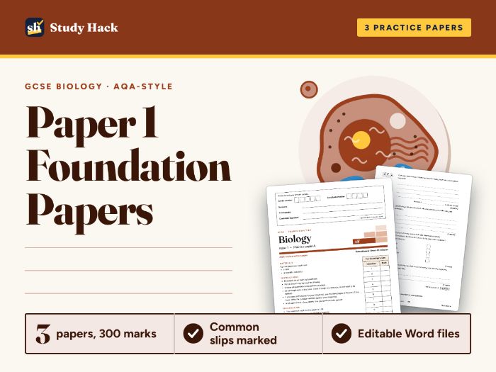 GCSE Biology Paper 1 Foundation: 3 Full Practice Papers with Mark Schemes (AQA-style)