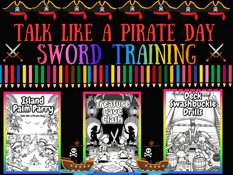 Talk Like a Pirate Day Sword Training Coloring Pages for Kids | NO PREP Pack