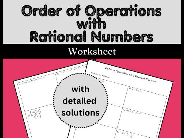 Order of Operations with Rational Numbers Worksheet (with solutions)