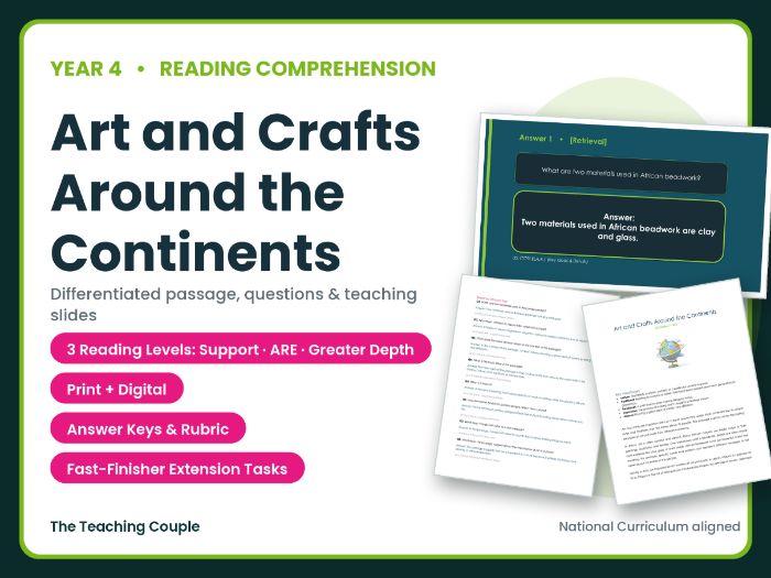 Art and Crafts Around the Continents Reading Comprehension | Year 4 (KS2)
