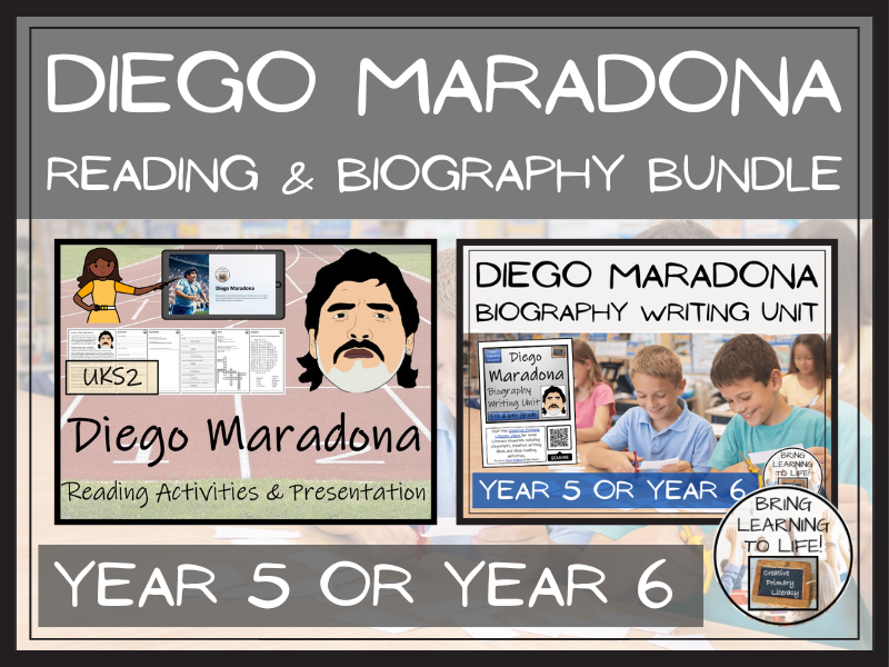 Diego Maradona Reading Comprehension and Biography Bundle | UKS2