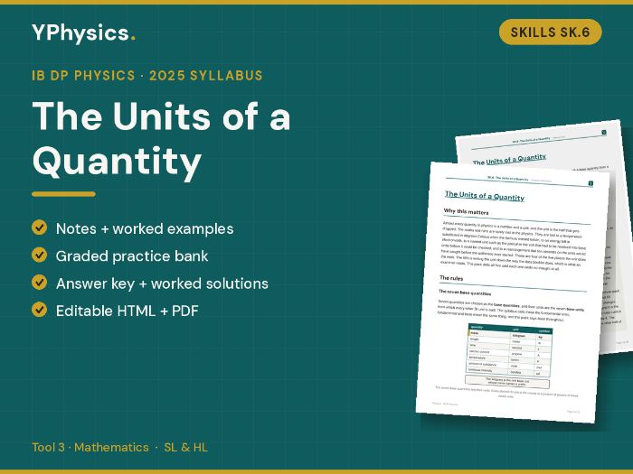IB DP Physics (2025) SK.6 SI Base and Derived Units Skill Pack