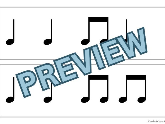 Standard Notation Rhythm Cards in 4 - SET 1