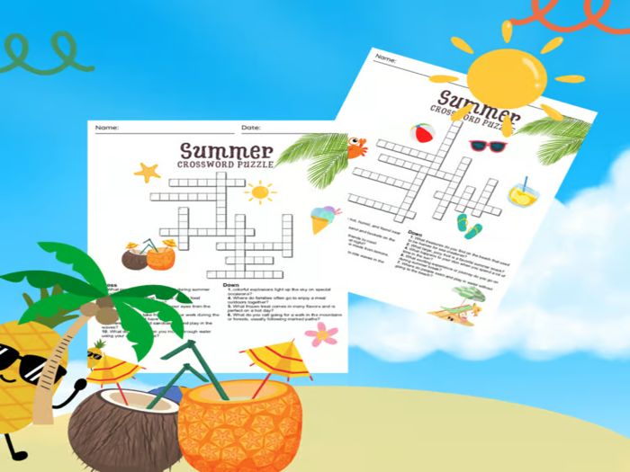 Summer crossword puzzle: Word Search, fun Activities In English