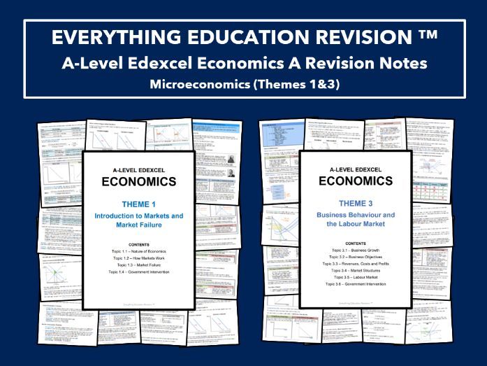 A-Level Edexcel Economics A Revision Notes Bundle for Microeconomics (Themes 1 and 3)