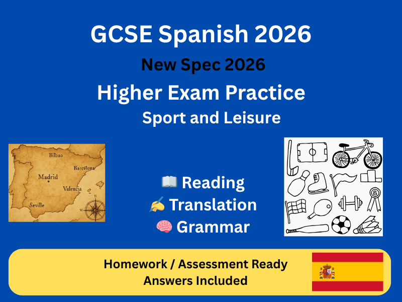 GCSE Spanish (AQA 2026) Higher – Sport & Leisure Exam Practice | Homework / Assessment + Answers
