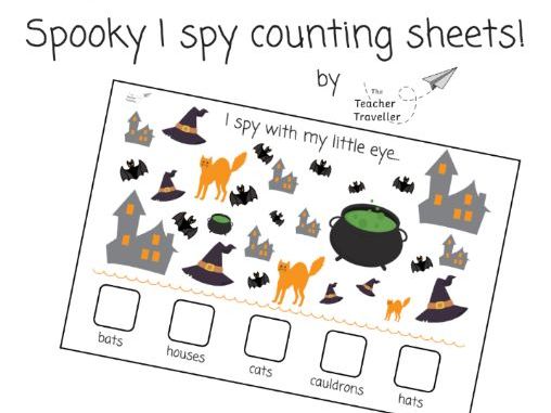 Spooky halloween I spy counting activity sheet