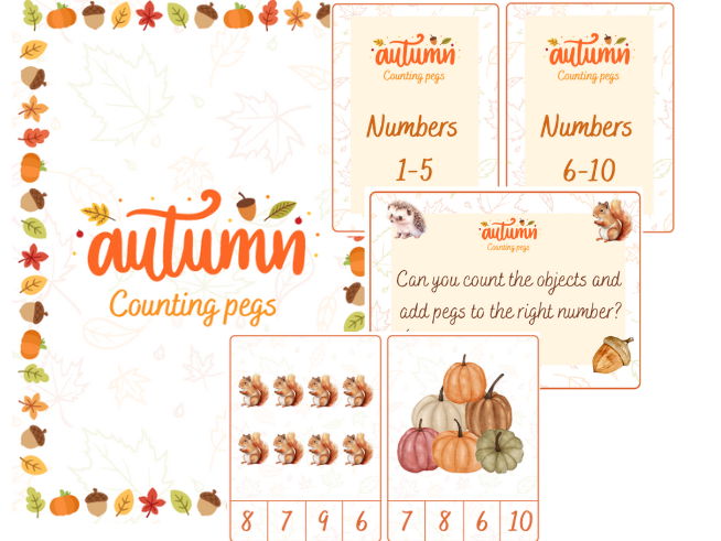 Autumn counting pegs (0-10) - EYFS and KS1