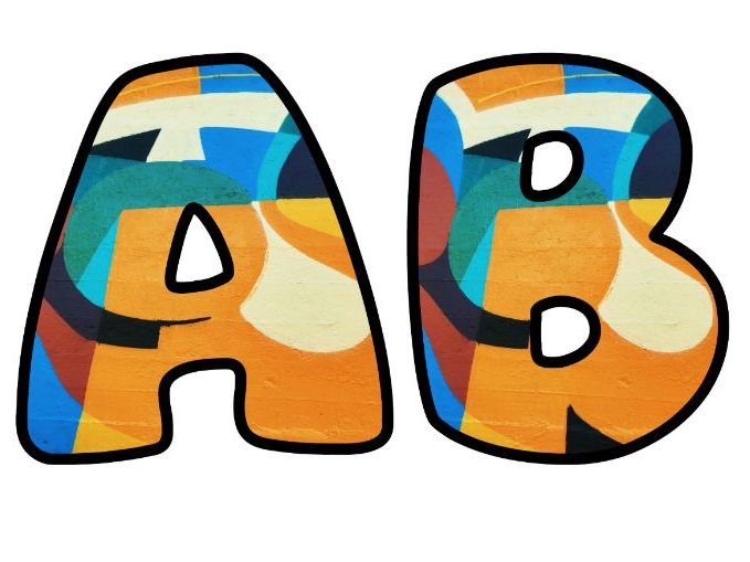 Art Painted Abstract Classroom Display | Lettering Set | Upper & Lowercase, 0-9 and Signs