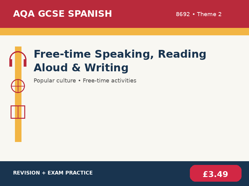 AQA GCSE Spanish - Free-time Speaking, Reading Aloud & Writing