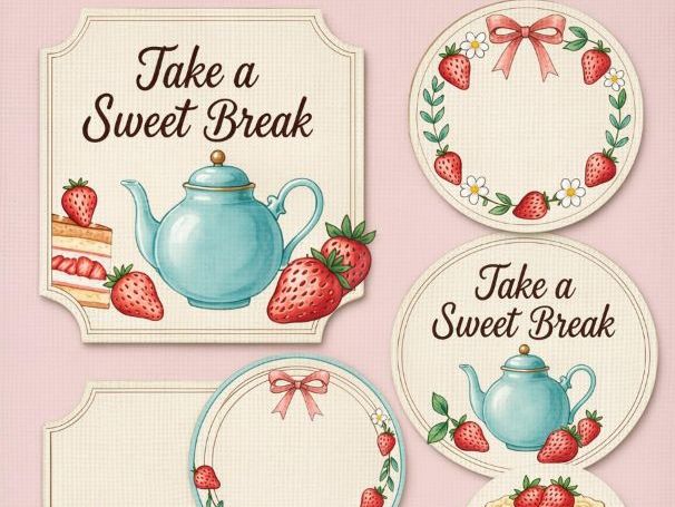 Cottagecore Cozy Labels | Vintage Tea & Sweets Printable Tags