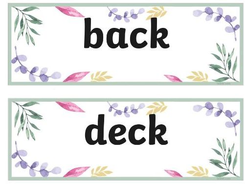'ck' ending word cards