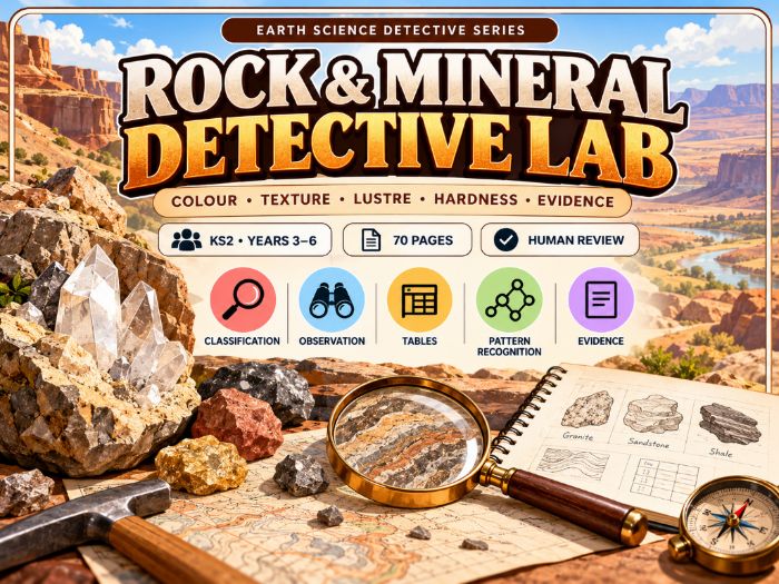 KS2 Rocks and Minerals Detective Lab  Earth Science Worksheets  70 Pages