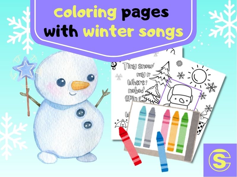 Winter Snowman Coloring & Songs Worksheets