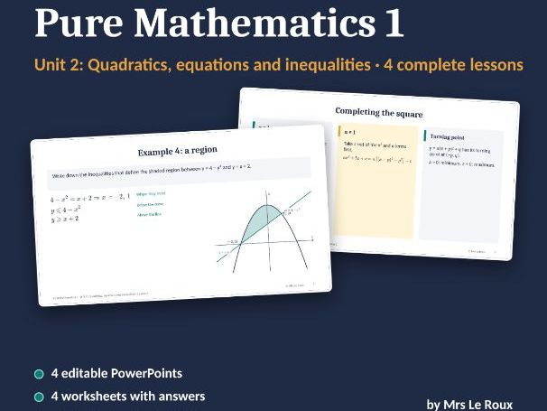 IAL P1 Quadratics & Inequalities (WMA11) – Edexcel IAL Unit 2: 4 Editable Lessons, Worksheets & Test