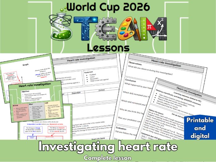 Heart Rate World Cup STEAM STEM Science Investigation KS2 / KS3