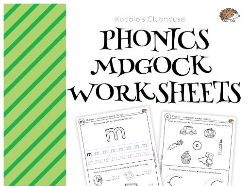 Phonics M,D,G,O,C,K worksheets