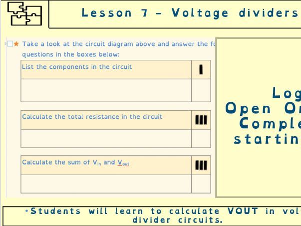 GCSE Electronics Concepts L7 — presentation, worksheet & videos covering Circuit Concepts