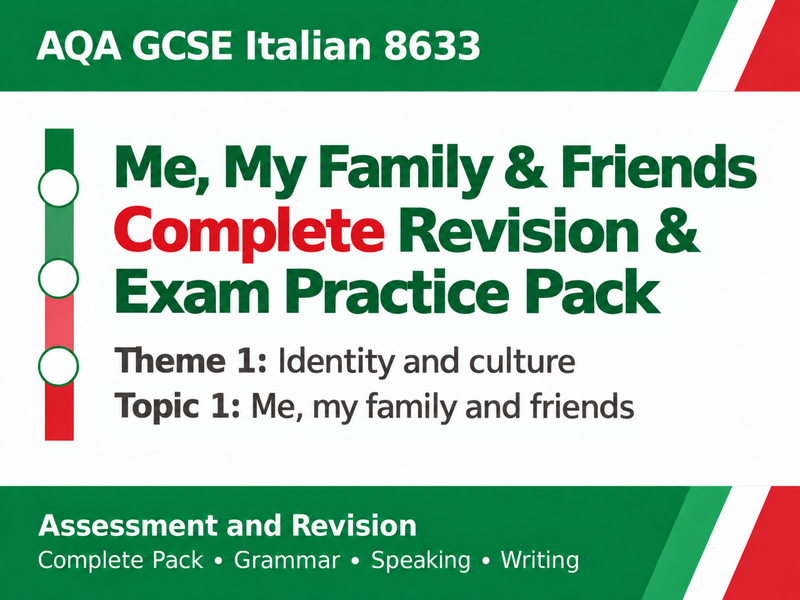 AQA GCSE Italian | Me, My Family & Friends Complete Revision & Exam Practice Pack