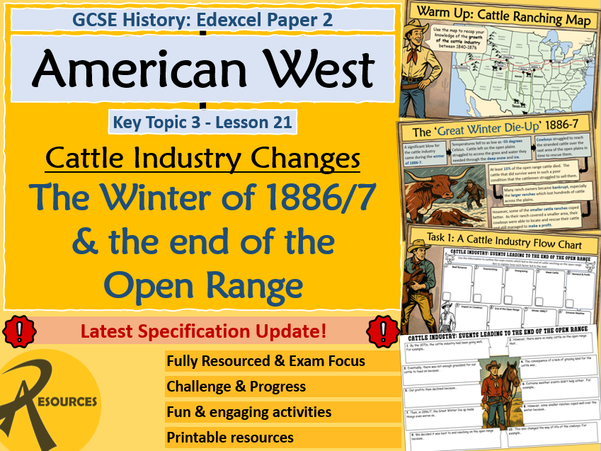 Cattle Industry End of Open Range - American West - GCSE History Edexcel - Lesson 21