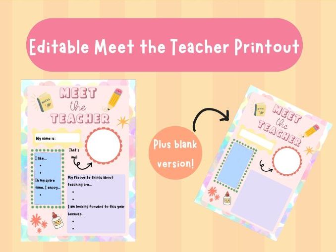 Pastel Editable Meet The Teacher Printout