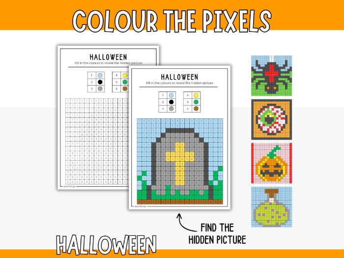 Halloween Pixel Art - Printable Craft for Kids