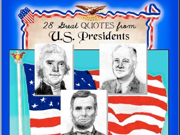 "28 Great Quotes from US Presidents" Cursive Penmanship