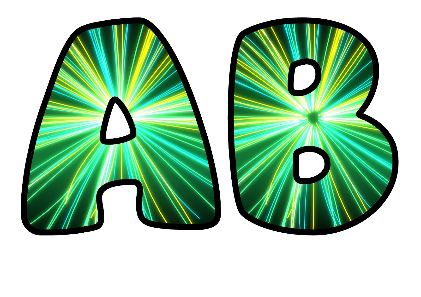 Neon Burst Jungle Bubble Letters | Bulletin Board Letters | Printable A ...